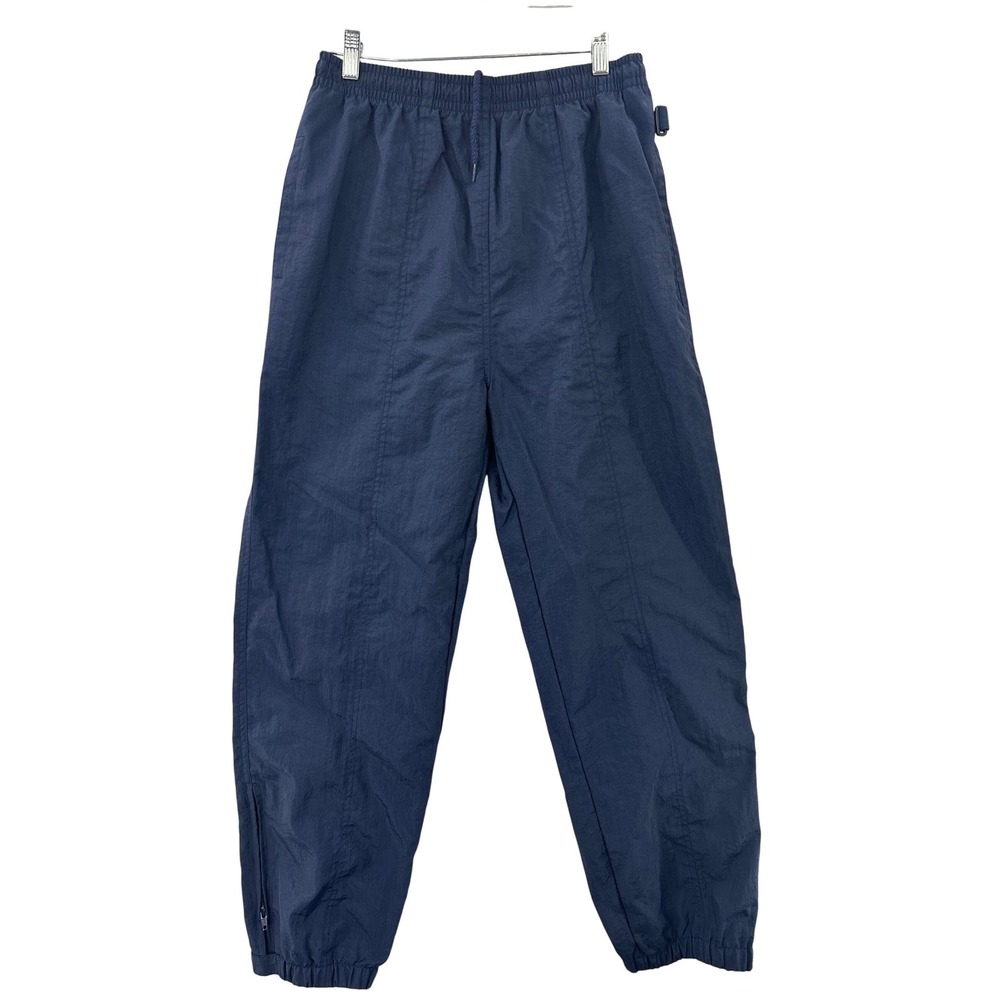 White Sierra Navy Blue Nylon Zip Ankle Track Pants Joggers Womens Medium